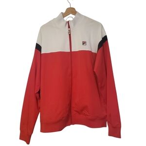 Fila Track Jacket Zip Up Retro Windbreaker Archive Color Block Red Active Size L